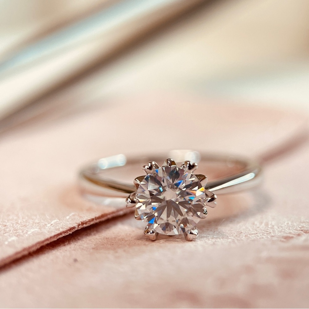 Six Prong Solitaire Diamond Engagement Ring 1ct Moissanite S925 18K Plated - Picture 3 of 7